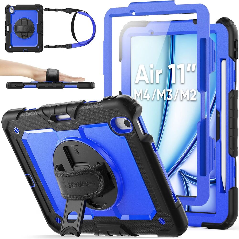 360 Degree Rotating Case Three Layers Protection Kickstand Hand/Shoulder Strap